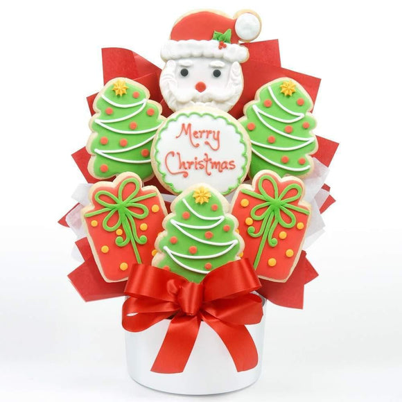 Santa 7 Piece Cutout Cookie Bouquet - Fine Gifts La Bella Basket Company