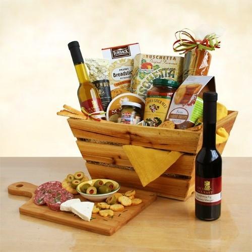 Italian Style Celebration Gourmet Gift Crate - Fine Gifts La Bella Basket Company