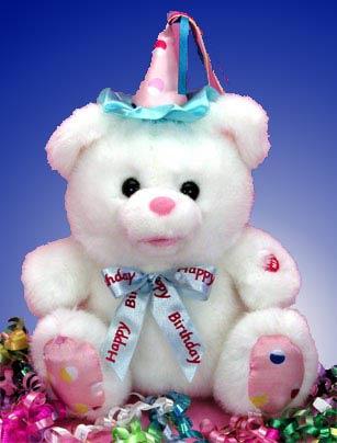 The Singing Birthday Bear is a 12 inch bear that sings the birthday song