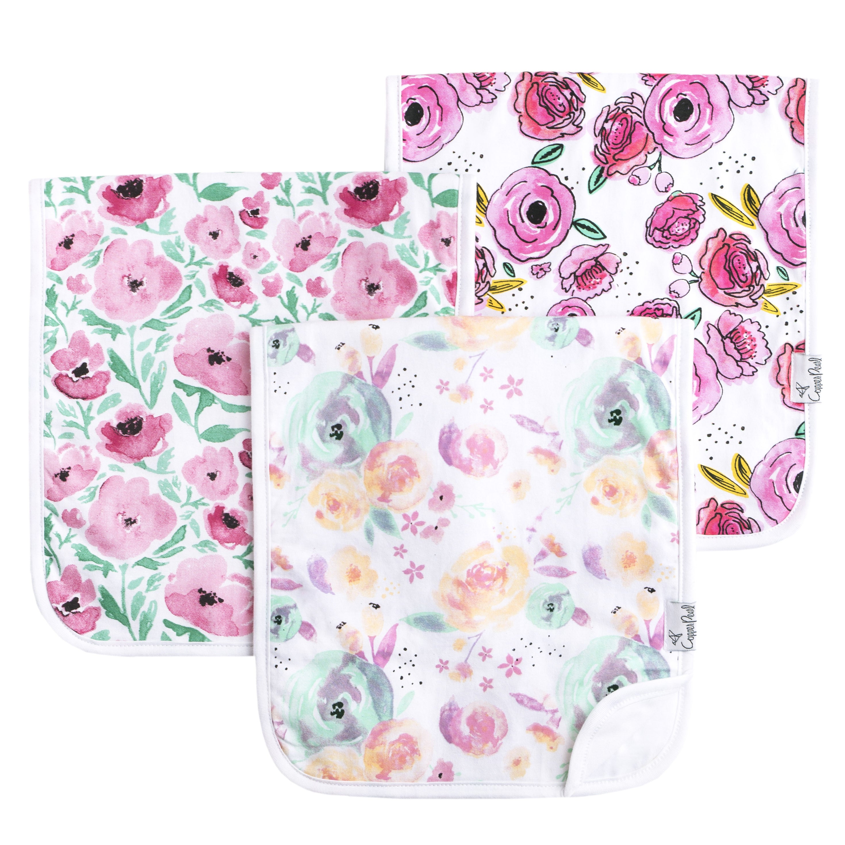 floral burp cloths