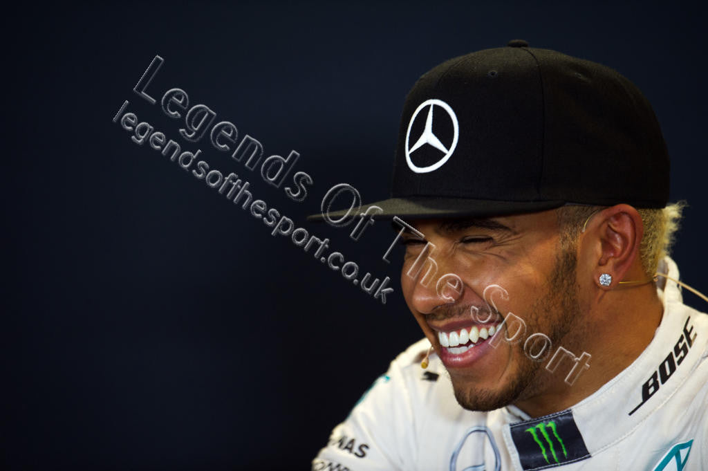 Formula 1 Print - 2015 Russian GP Lewis Hamilton (GBR) Mercedes AMG F1-W06 in post qualifying FIA Press Conference on Sat 10th Oct Sochi Russia - Legends Of The Sport