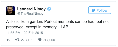 TheRealNimoy Twitter Leonard Nimoy