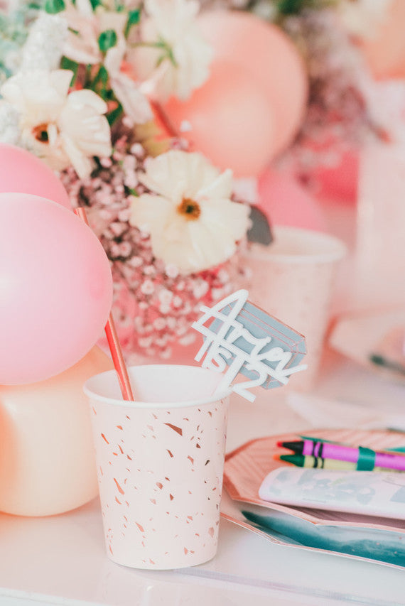 Pictured above, Manhattan - Pale Pink Confetti Paper Cups. 