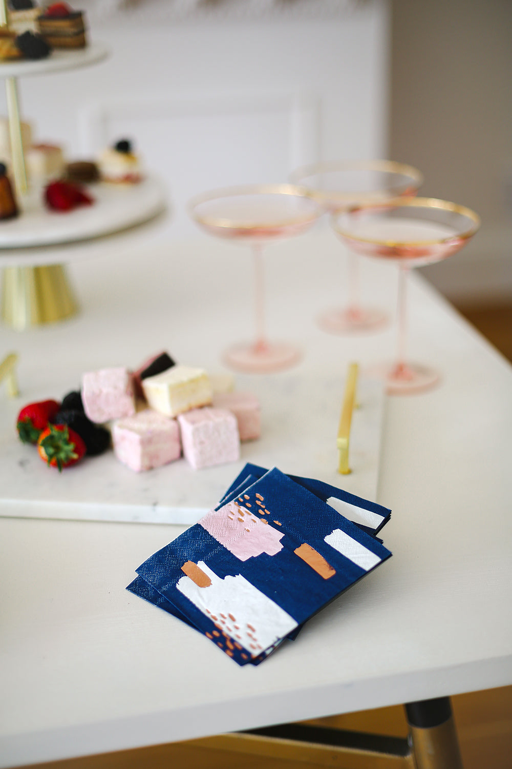 navy cocktail napkins