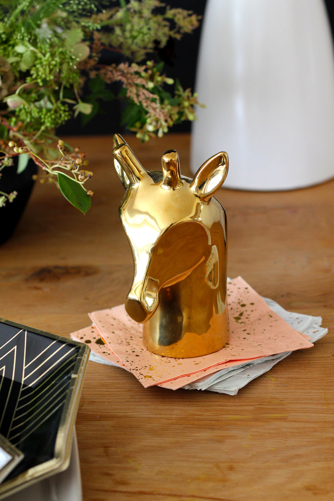 gold deer head decor 