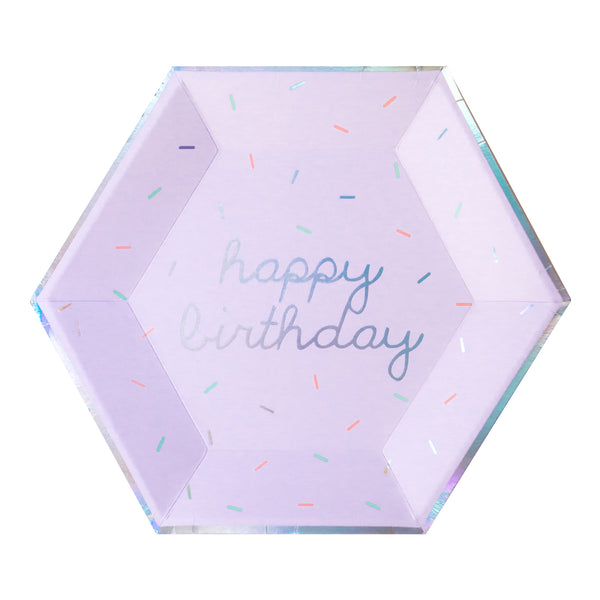 Sprinkles - Pastel Happy Birthday Large Paper Plates (Multi-Color Pack)