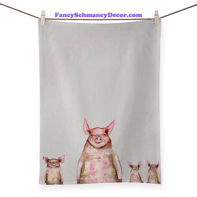 Four Piggies In A Row Tea Towel 21 X 28.