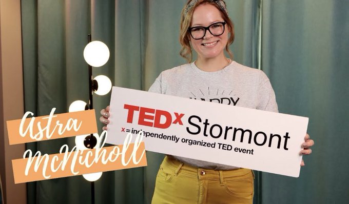 TEDx speaker Astra McNicholl happiness talk