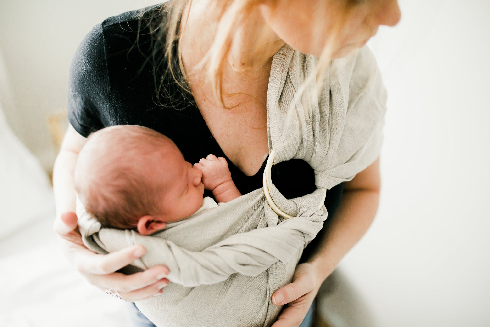 Newborn Baby in linen sling