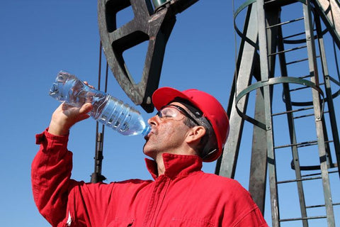 worker drinking water