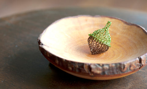 Wire Crochet Copper acorn home accent