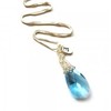 wire crochet blue Crystal pendant necklace