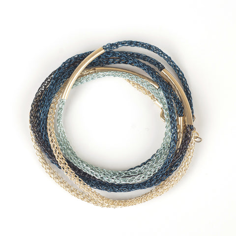 Blue and gold Layering bracelet 
