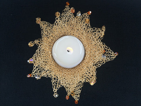 wire crocheted tea light holder