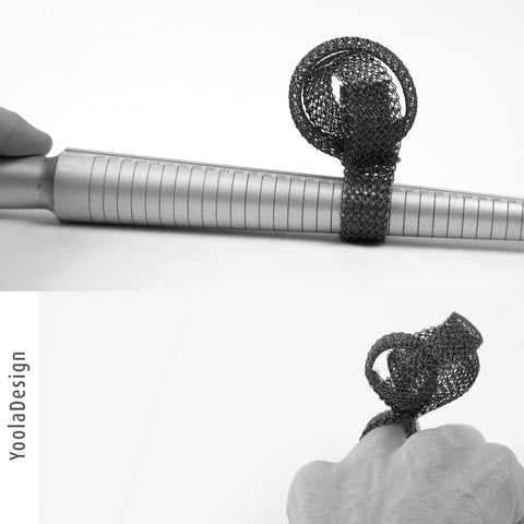 black wire crochet ring by YoolaDesign 