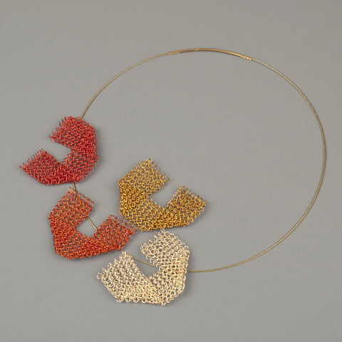 Keep it simple - a new geometric wire crochet necklace - Autumn shades - Yooladesign