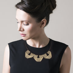 Keep it simple - a new geometric wire crochet necklace - gold - Yooladesign