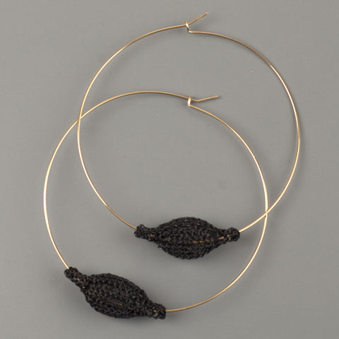 black wire crochet earrings by YoolaDesign 
