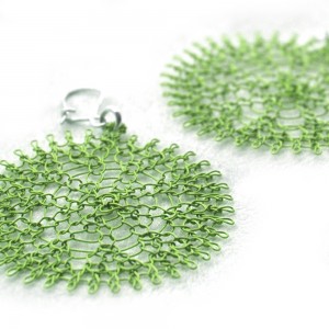 Wire Crochet Earrings Green