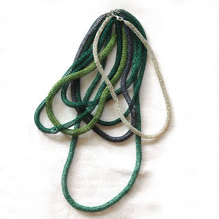 green & blue wire crochet necklaces 