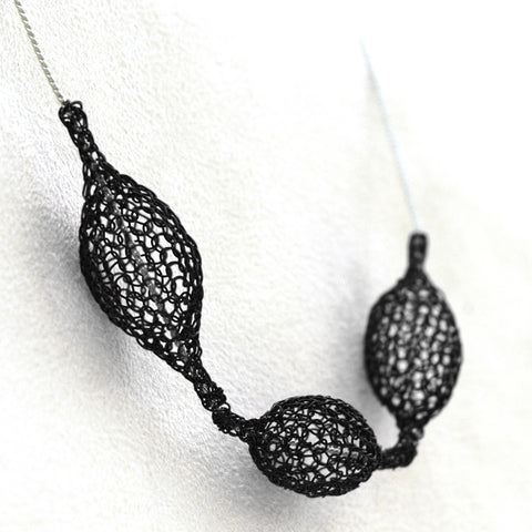 black wire crochet necklace by YoolaDesign 
