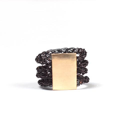 black wire crochet ring by YoolaDesign 