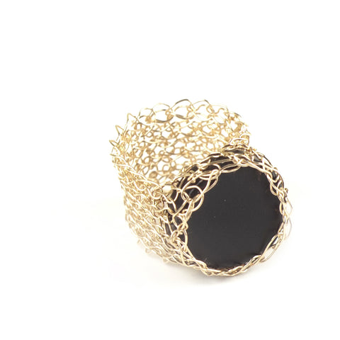 black wire crochet ring by YoolaDesign 