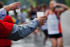 Water stop for marathon runners