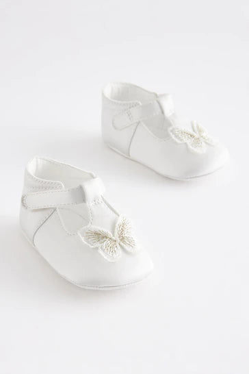 |BabyGirl| Sapatos De Bebê Borboleta Branca Com Barra Em T (0-18 meses)