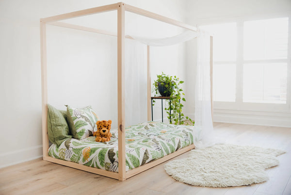 Asher Canopy Bed Frame-Montessori Floor Beds by Custom Kids Furniture