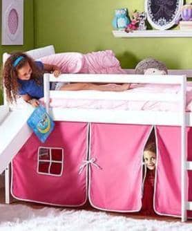 pink bunk bed with slide