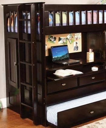 all in one loft bed with desk and trundle