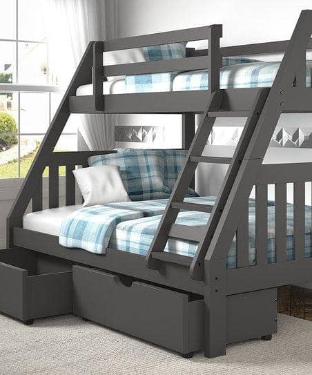 grey bunk beds with storage