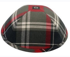 Grey & red iKIPPAH brand yarmulke.
