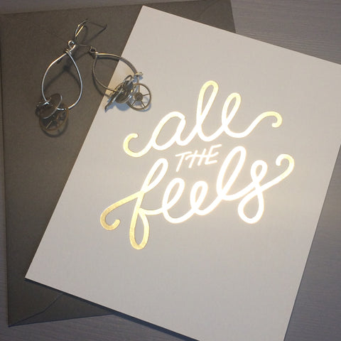 All the Feels card and Watch Earrings