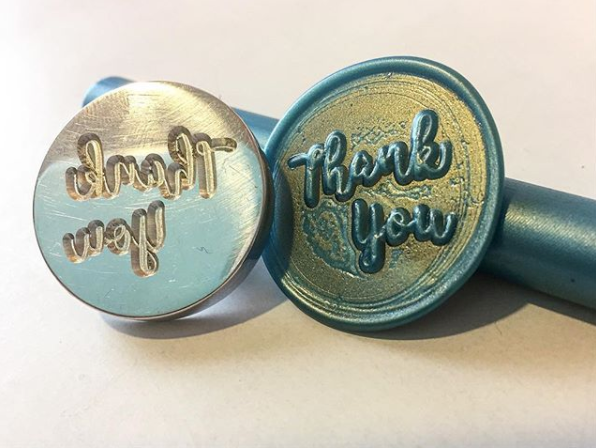 thank you wax seal stamp blue and gold letterseals.com