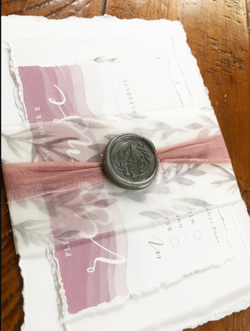blush invitation suite with wax seal letterseals.com