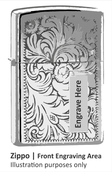 zippo engraving are front block area