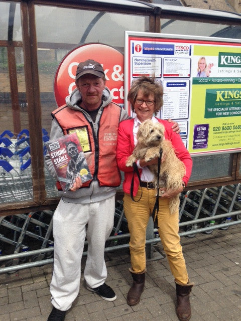 Dave, Big Issue vendor and Marion Dickens