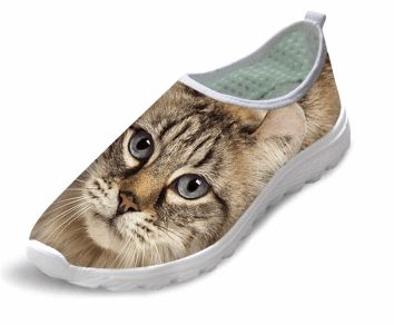 Casual Air Mesh Cat Print Walking Shoes 