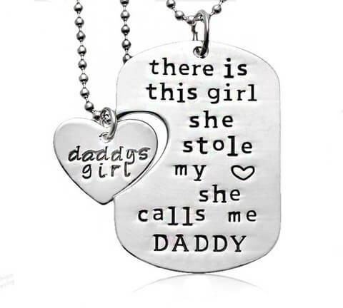 daddy's girl dog tag heart pendant