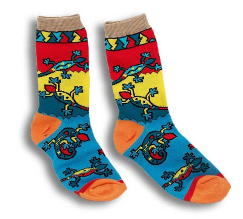 Crazy Lizards Southwest Gecko Print Socks Children's Size 5-7