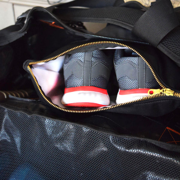 wet gym clothes & sneaker bag