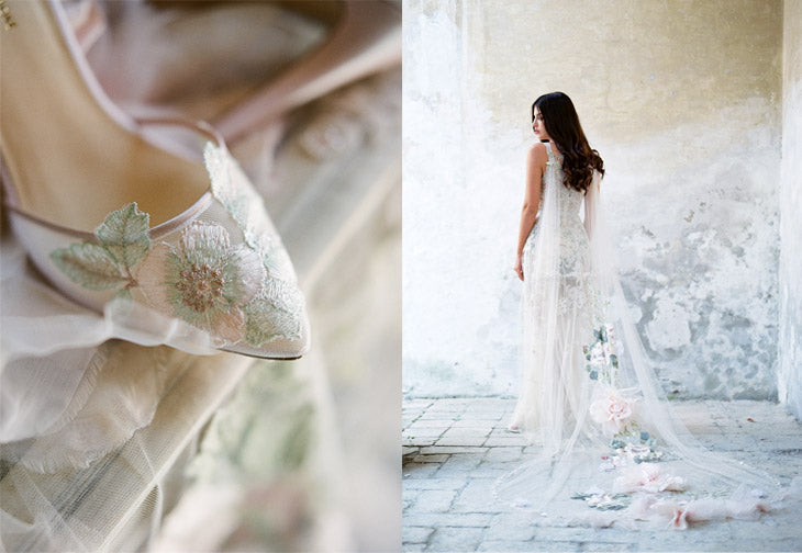 Wedding Shoe Frey by Claire Pettibone | Gypsy Rose Wedding Dress