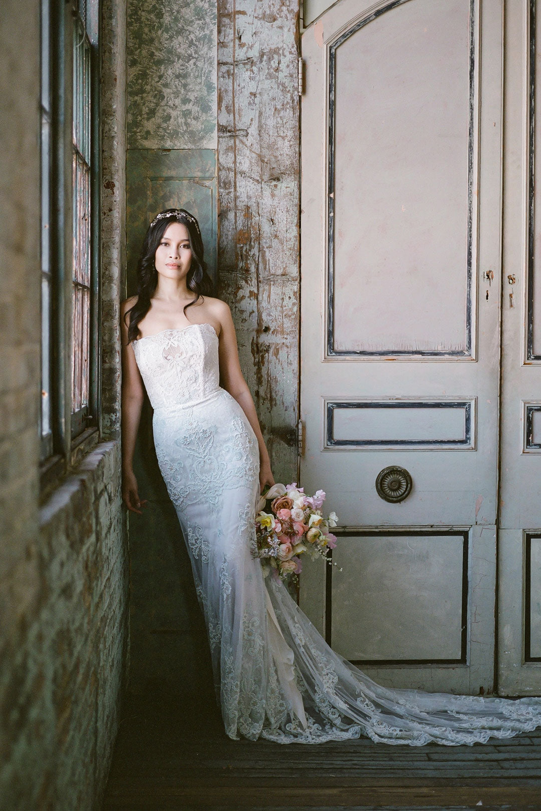 New Claire Pettibone Couture Wedding Dress Aquamarine