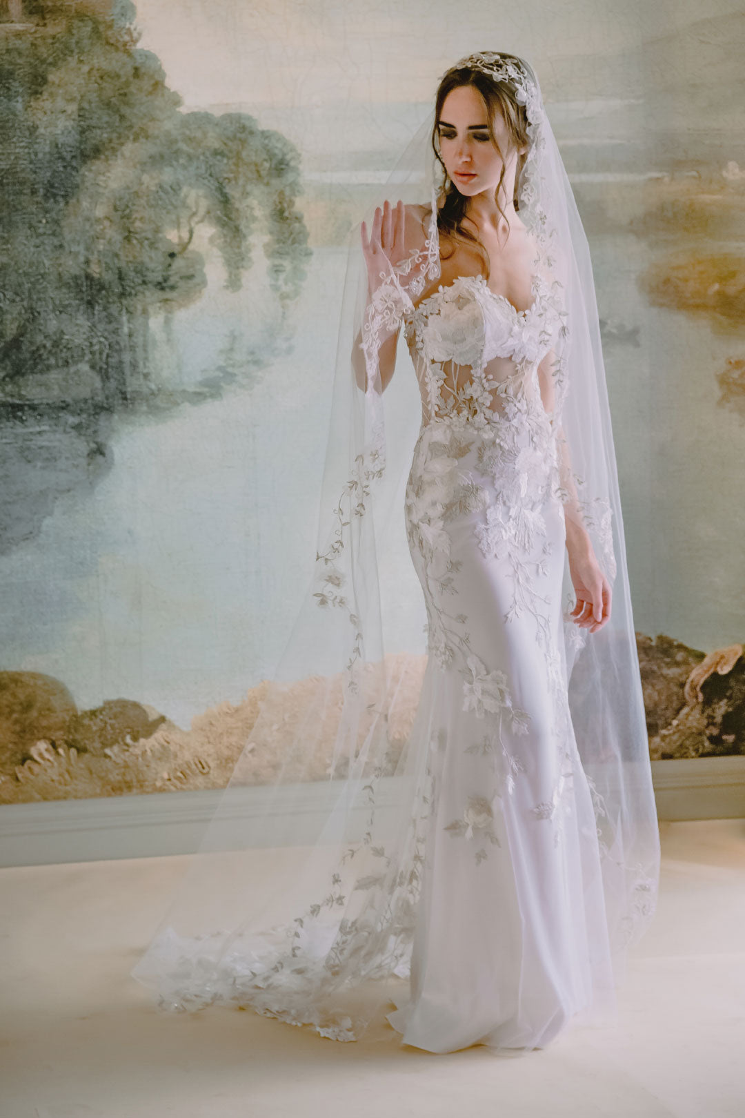 Odessa Wedding Dress with Veil by Claire Pettibone