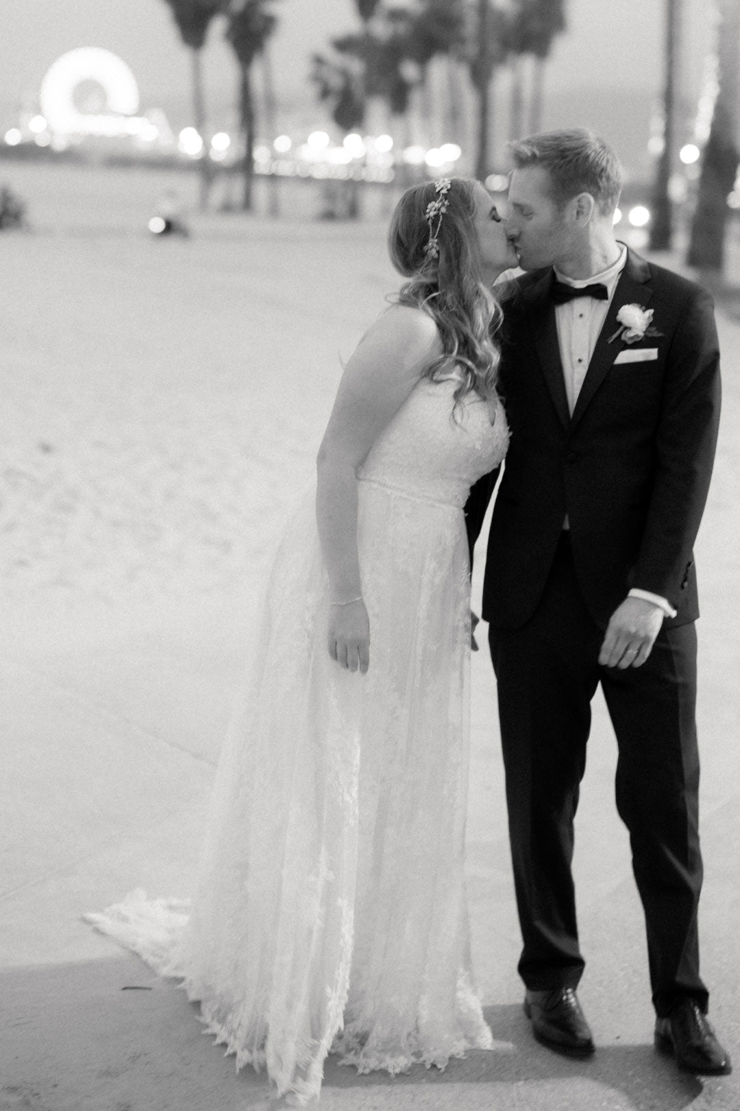 Bride and Groom at beach for after ceremony