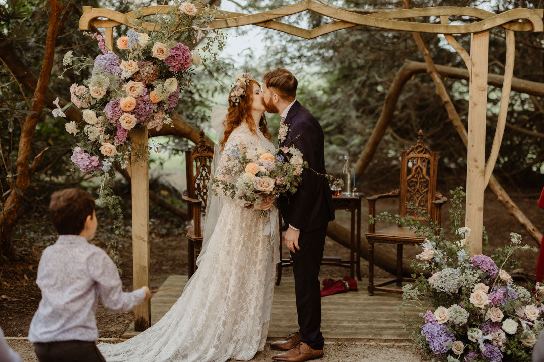 Bride and Groom Kiss after vows