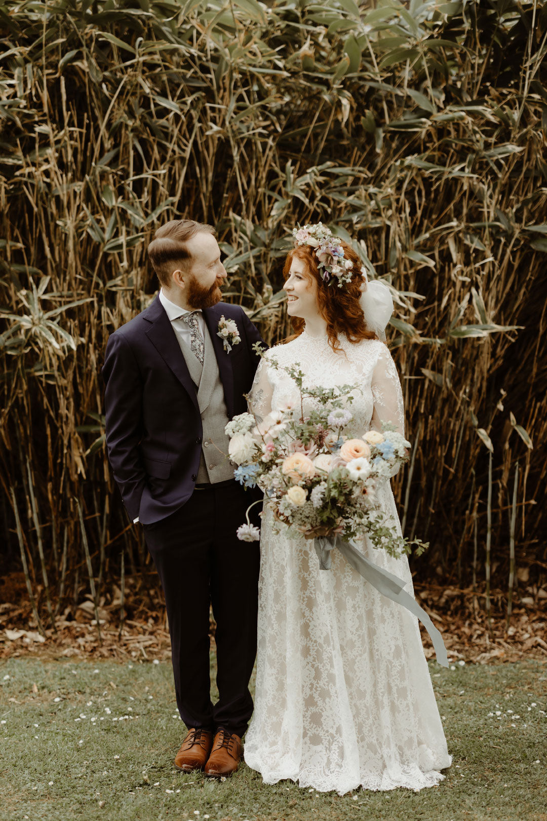 Bride and Groom posing for wedding photos