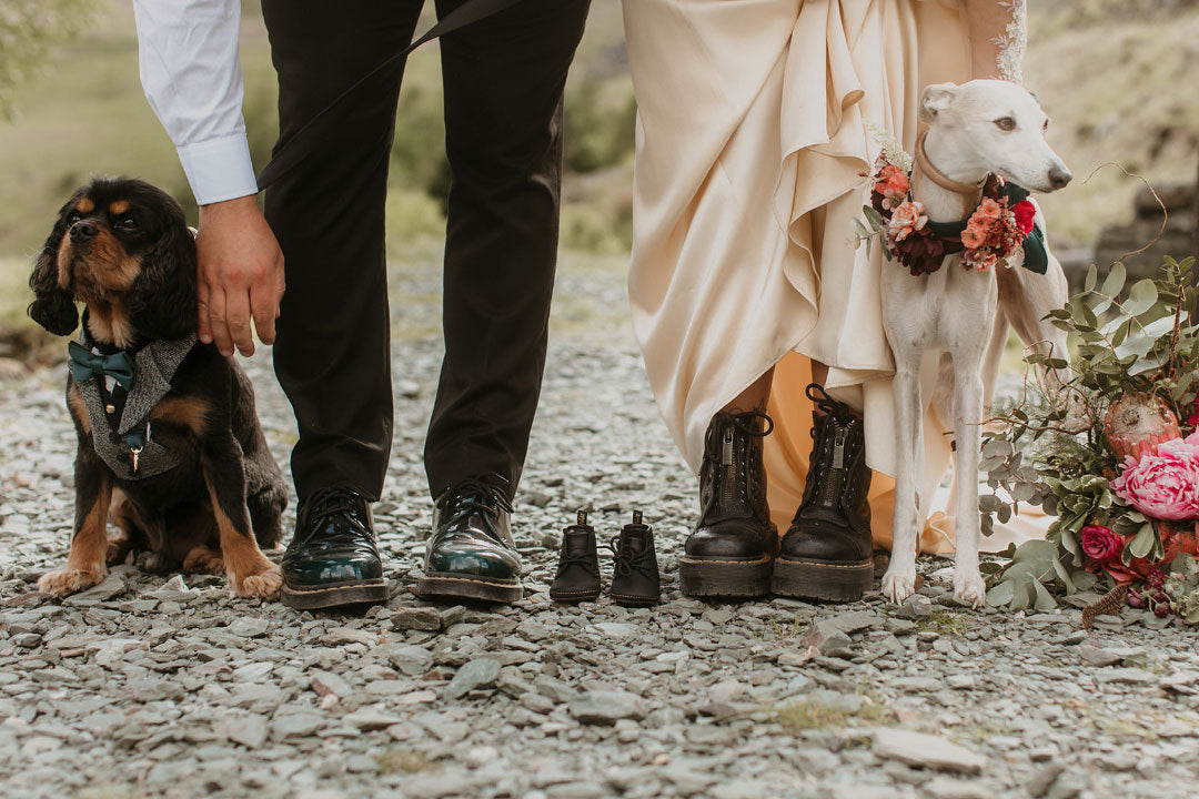 Furry wedding mascots Bride and groom shoes